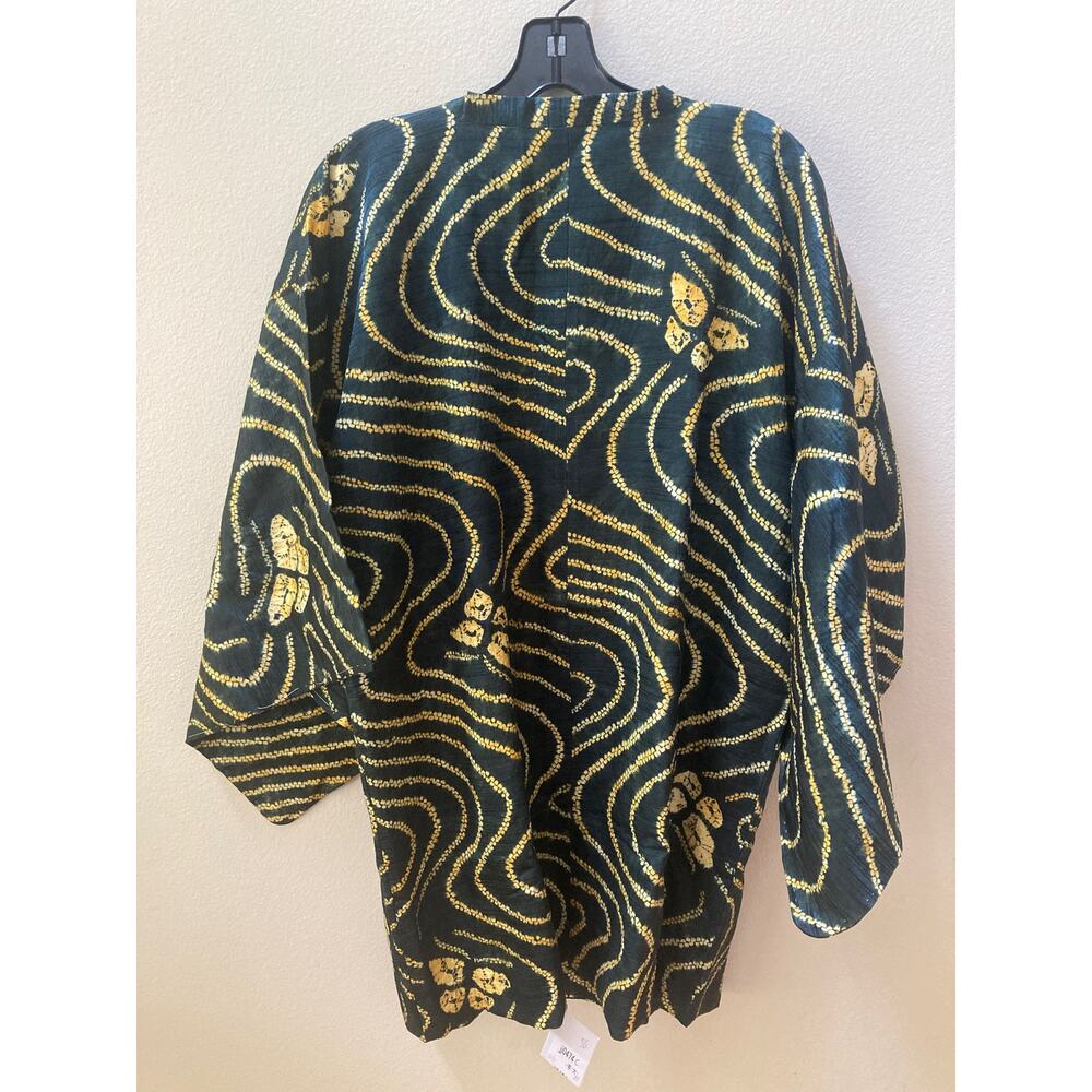 Kimono Haori Jacket Beautiful Green & Gold Butterfly Shibori Dyed ~ Breathtaking - Picture 5 of 9
